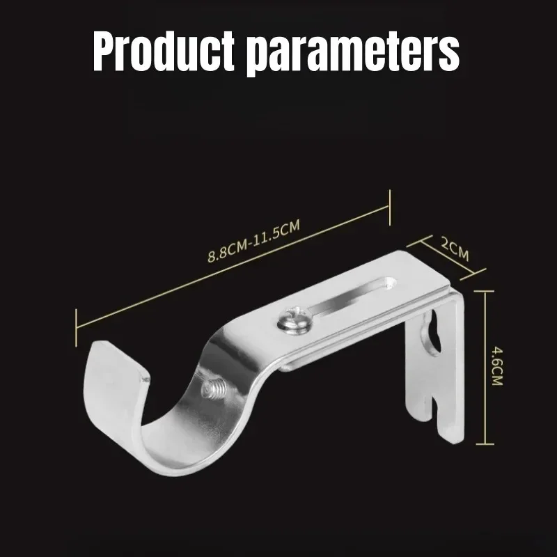 Braket batang tirai logam dapat diatur, aksesori dasar kait braket batang tirai panjang dapat diatur