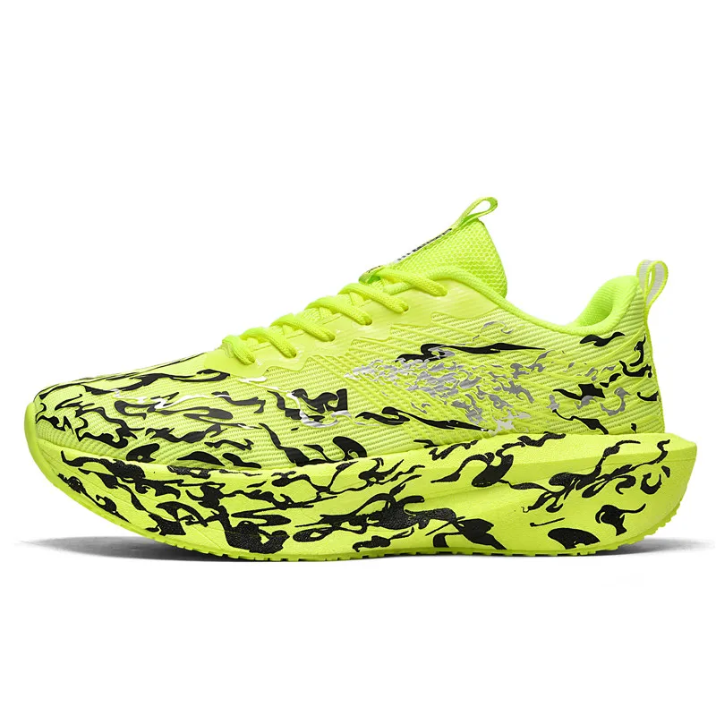 Hardloopschoenen met veters en popcornzool voor schokabsorptie, unisex sportschoenen geschikt voor joggen en gymtrainingen