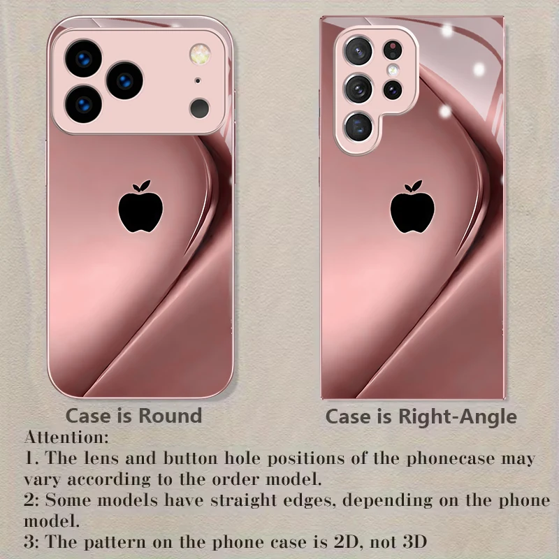 Blush Draped Logo Print Pink Metallic Glass Phone Case For iPhone 11 12 13 14 15 16 17 Pro Max Plus 17Air 16E 7 8 Xs Back Cover view 6