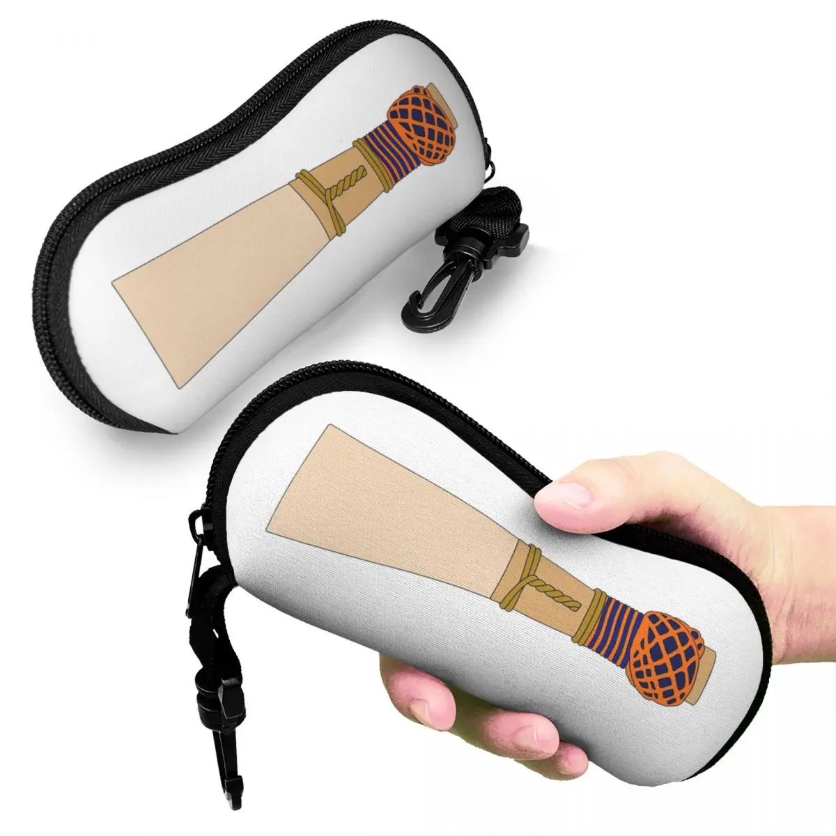 

Bassoon Reed (Orange And Blue) Shell Glasses Case Protector Sunglasses Box Women Men Soft Eyeglass Bag Pouch