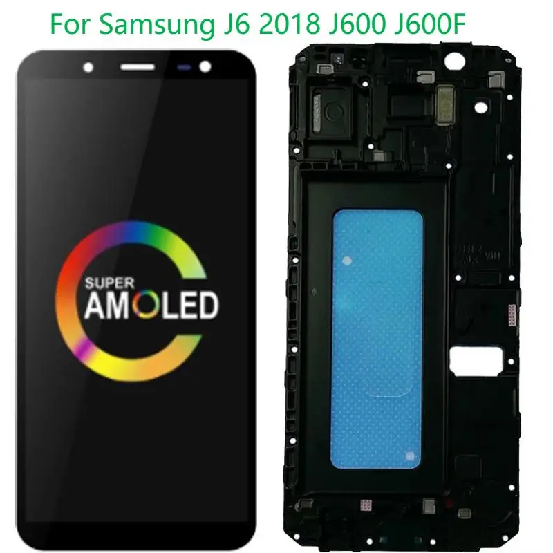 

ЖК-дисплей AMOLED для Samsung J6 2018, дисплей для телефона J600F/DS J600FN, сенсорный ЖК-экран с рамкой, дигитайзер в сборе, запасные части