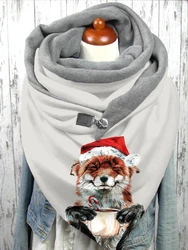 Christmas Fox Art Casual Scarf And Shawl for Women