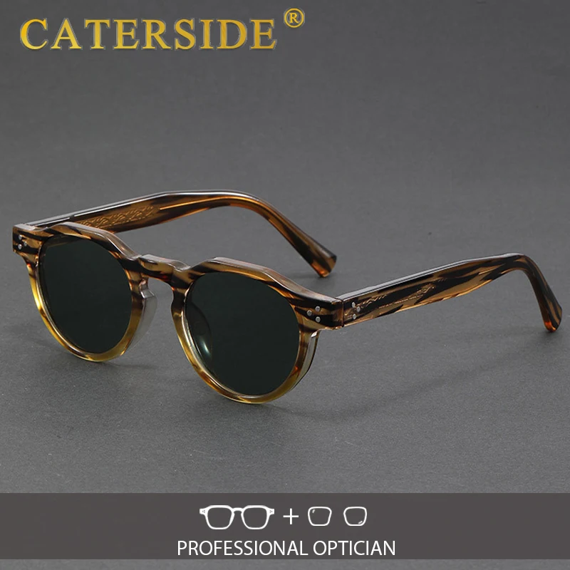 

CATERSIDE Retro Round Men's Optician Sunglasses Classic Custom Prescription Sun Glasses Women's Outdoor Party Travel Eyewear