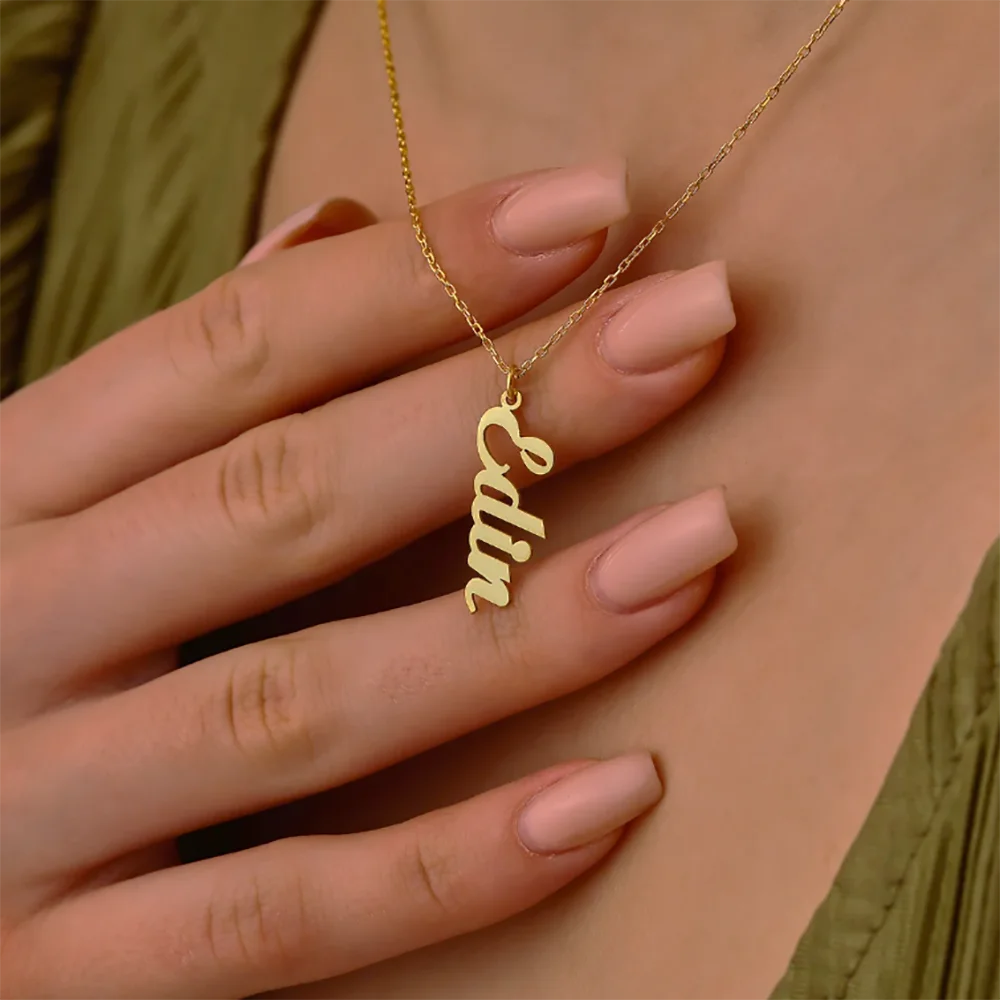 Customize Personalized Vertical Name Necklaces, Simple And Stylish Collarbone Chain Pendants, Women\'s Jewelry, Holiday Gifts