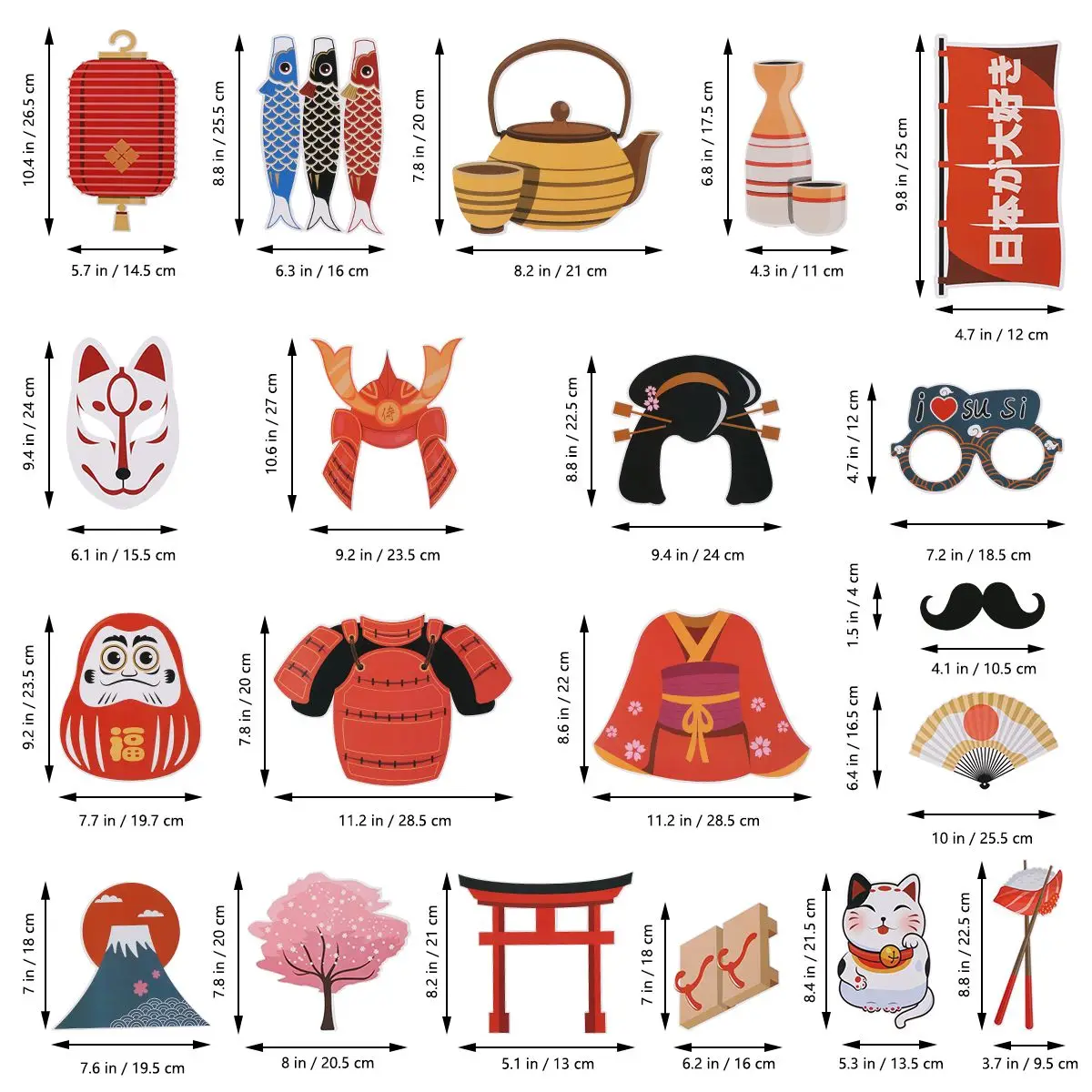 

20Pcs Photo Props Japanese Party Supplies Handheld Sushi Buffet Photobooth Accessories DIY Selfie Booth Kits Decoration