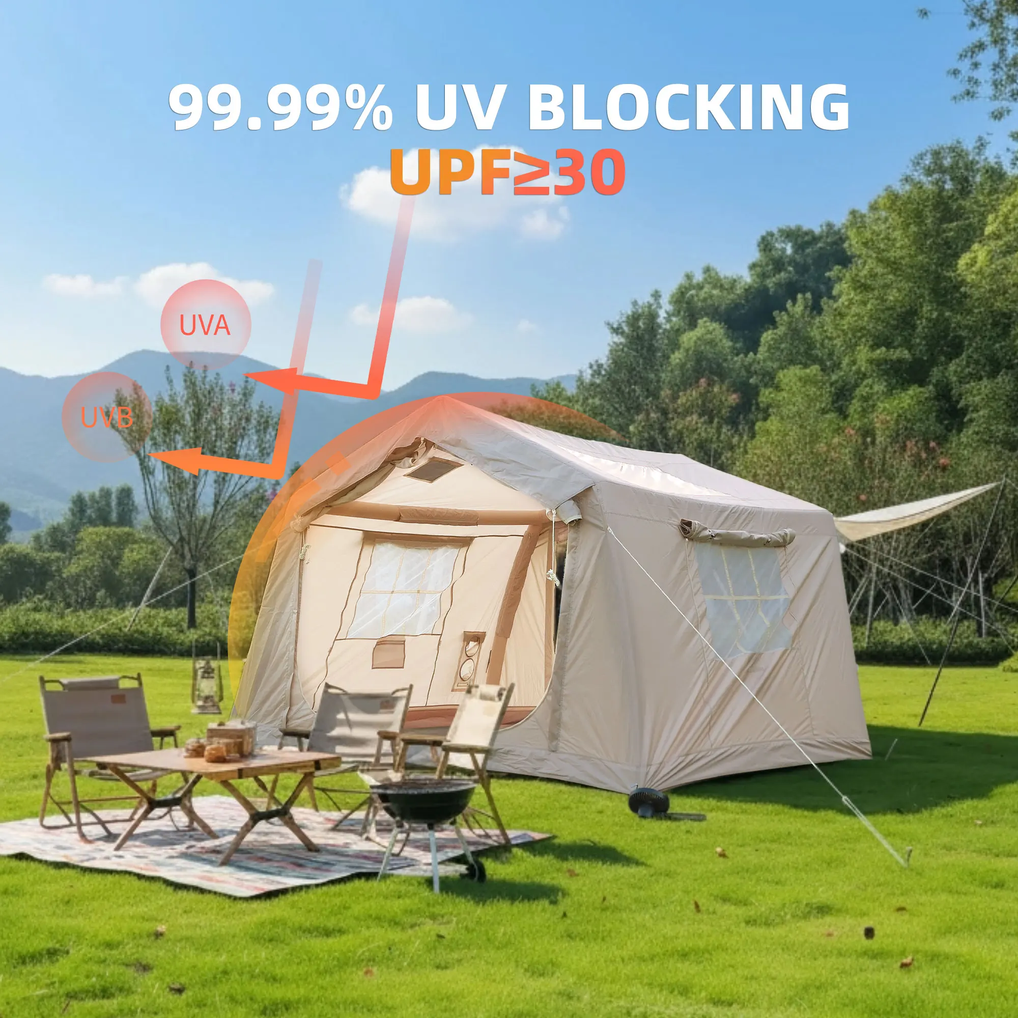 !@8 m Outdoor Inflatable Camping Tent 4 Season Waterproof Oxford Fabric Modern Design Portable