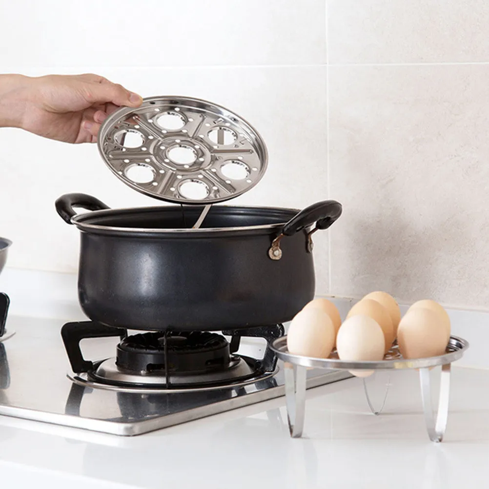 

2Pcs Round Stainless Steel Steaming Rack Stand for Kitchen Use Fits Most Pots Pans Steamer Rack for Egg Steaming Tamale Roast