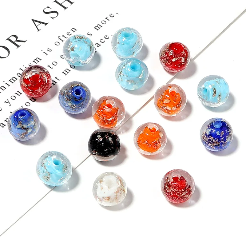 10pcs/lot 8mm Lampwork Glaze Beads Colorful Luminous Glass Spacer Round Bead for Jewelry Making DIY Bracelet Necklace Supplies