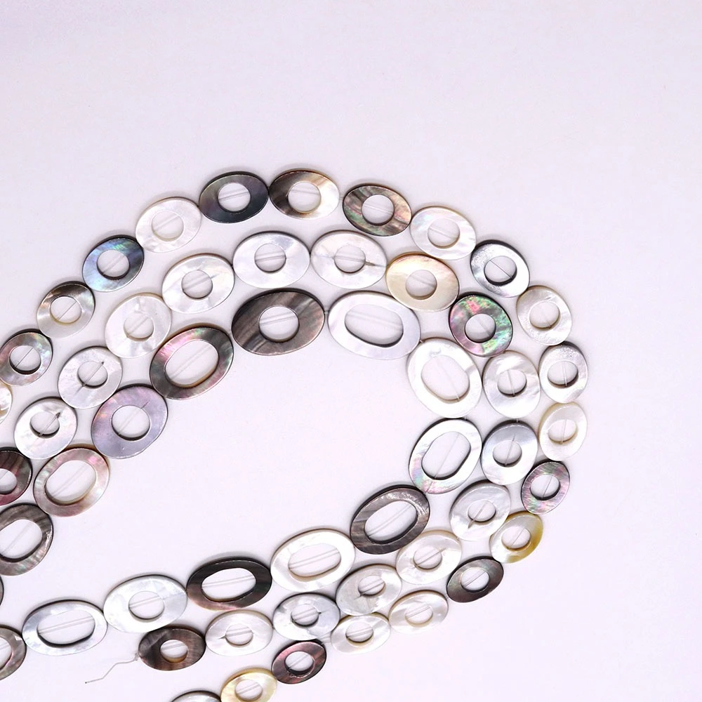 

Classic Egg-Shaped Large-Hole Natural Shell Straight-Hole Loose Beads 1Strand For DIY Creative Necklace Bracelet Jewelry Gifts