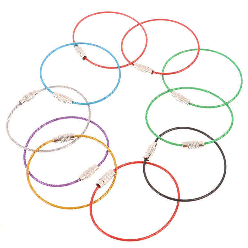 10 pcs150mm anello in fune metallica in acciaio rivestito di colore anello in filo di acciaio inossidabile con chiusura a vite ad anello per cavo piccolo anello