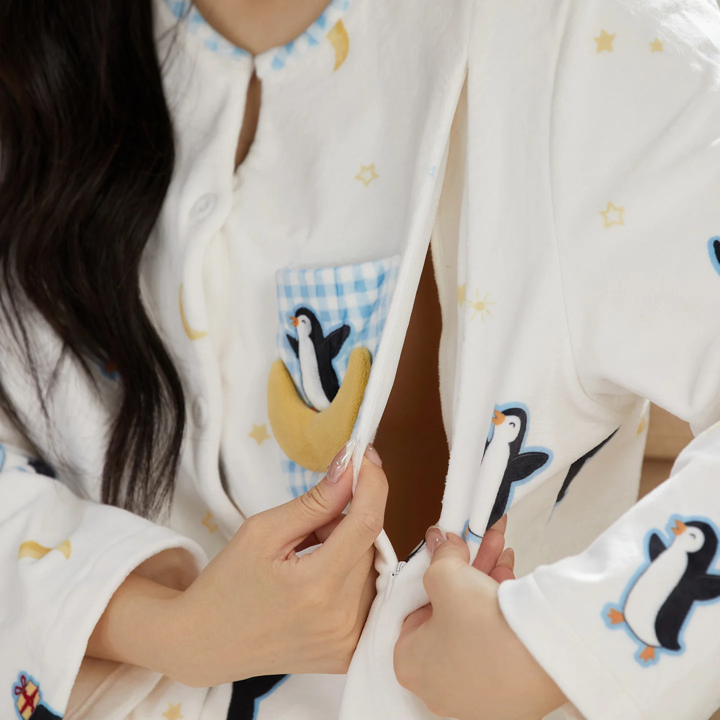 

Pajama Elegant Sets Women Holiday Season Flannel Christmas Design Festive Sleep Set Thickened Fabric Tie Front Cap Sleeve Simple