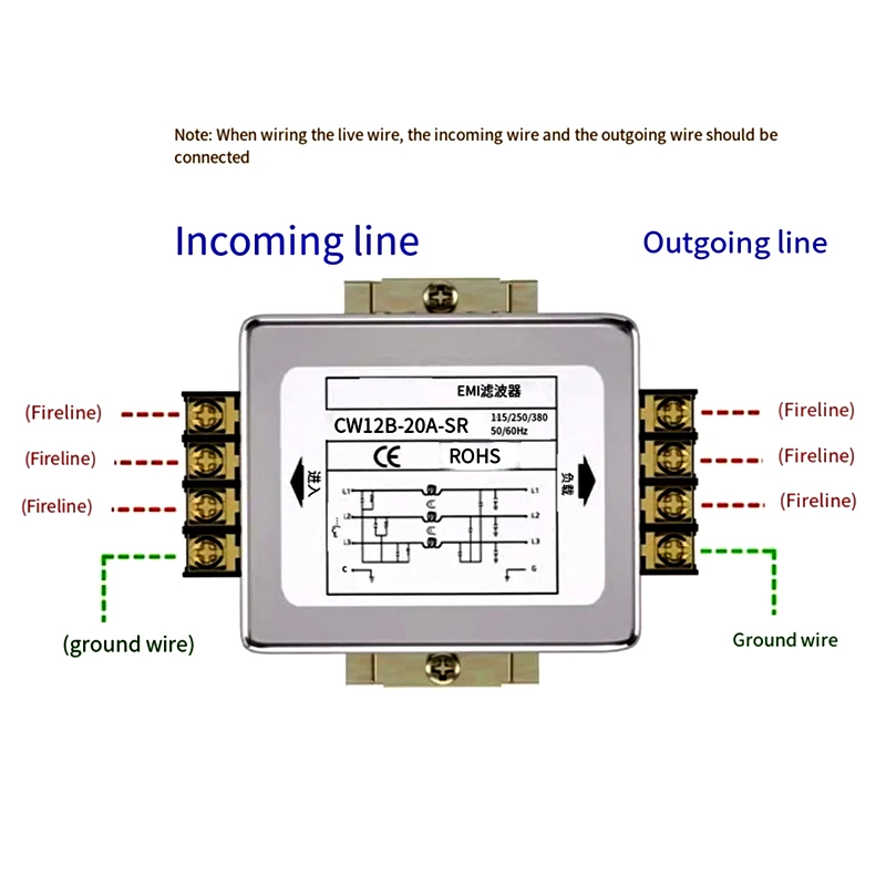 Three-phase three-wire power filter CW12B-3/6/10/20/30/40/60A-SR guideway servo EMI filter anti-interference 380V CW12B-30A-SR-