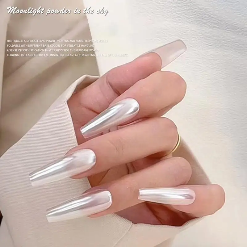 Chrome Mirror Pearl White Nail Powder Pigment Rubbing Shell Mirror Pigment Iridescent Nail ArtPower Decoration