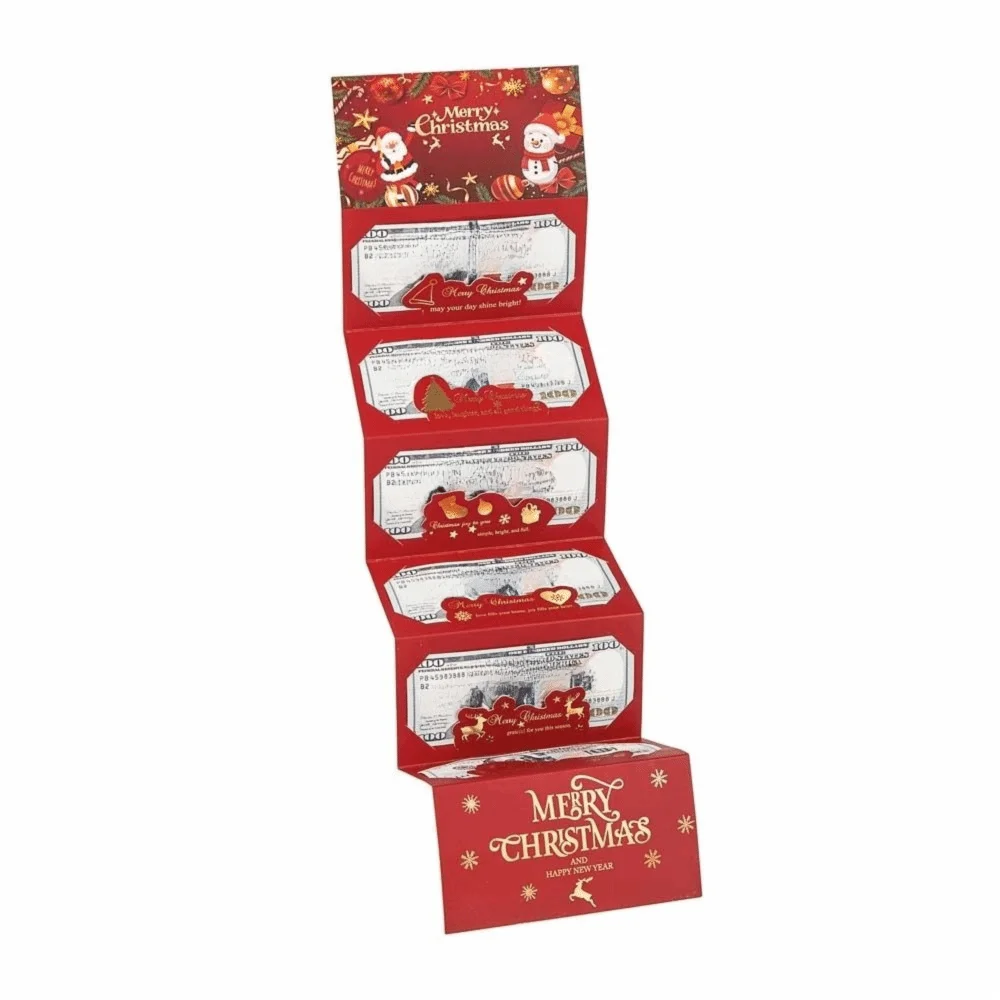 2-set Kerstman Kerst Geldkaart Envelop Rode Lucky Opvouwbare Bankbiljetkaart Navidad Elanden Vrolijke Kerstversiering Cadeau