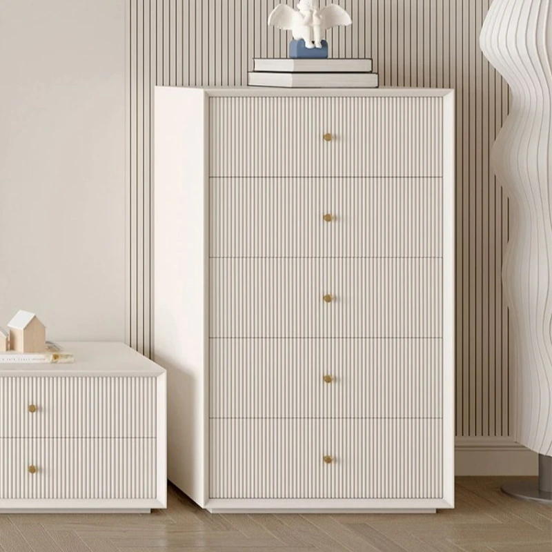 

French solid wood chest bedroom living room side cabinet white cream wind chest small apartment light luxury storage locker