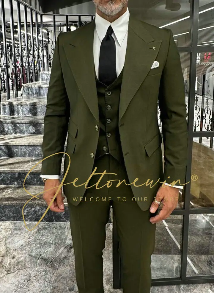 Wedding suit men Dress Slims Men\'s Business suit 3 pieces jacket + Pants + Vest Formal Suit tuxedo groom suit 2024