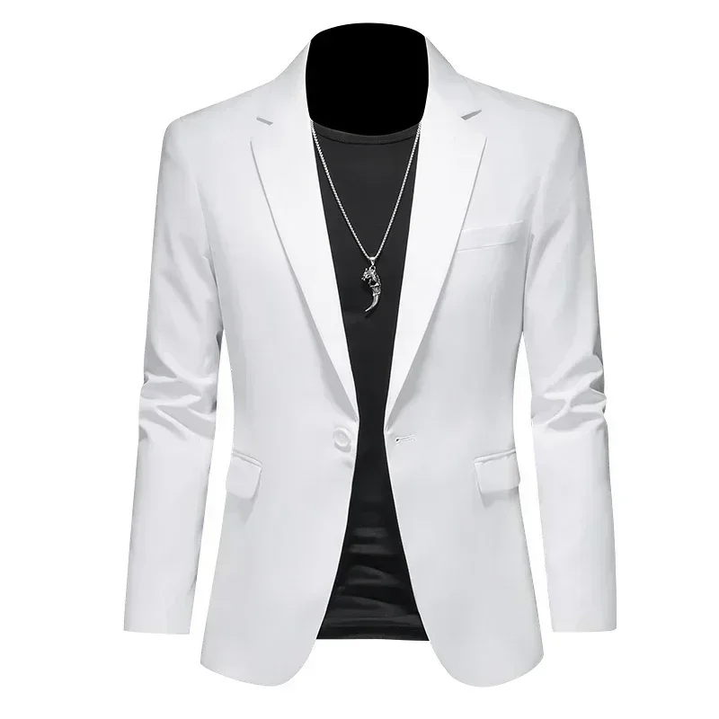 

Fashion Men's Business Casual Blazer Black White Red Green Solid Color Slim Fit Jacket Wedding Groom Party Suit Coat M-6XL