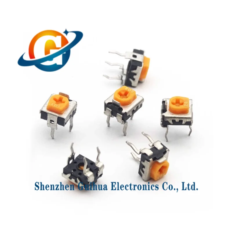 50pcs horizontal WH06-2C adjustable resistance potentiometer yellow 1K/2K/5K/10K/100K 102 103 104