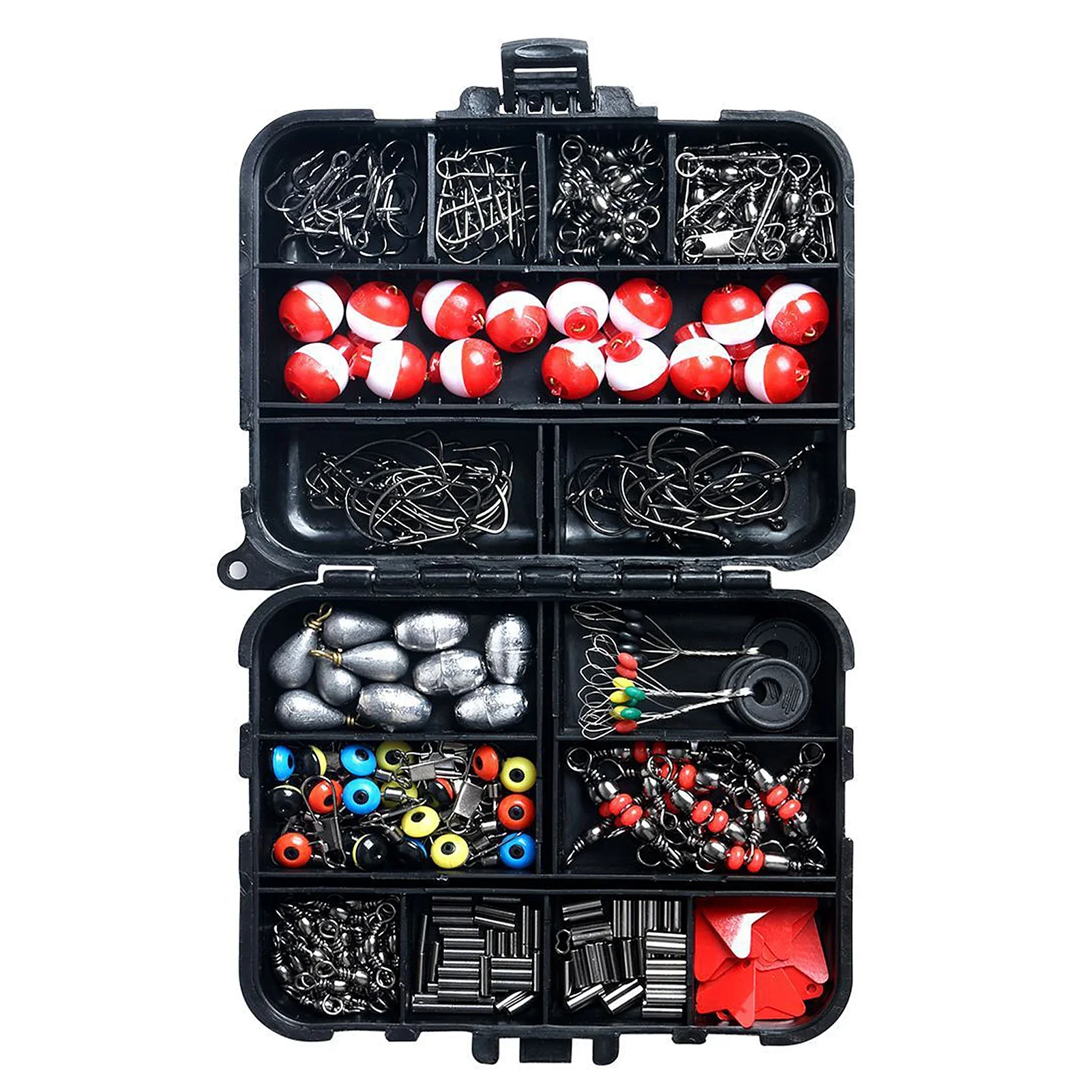 

263pcs Fishing Accessories Set with Tackle Box Including Plier Jig Sinker Weight Swivels Snaps Sinker Slides