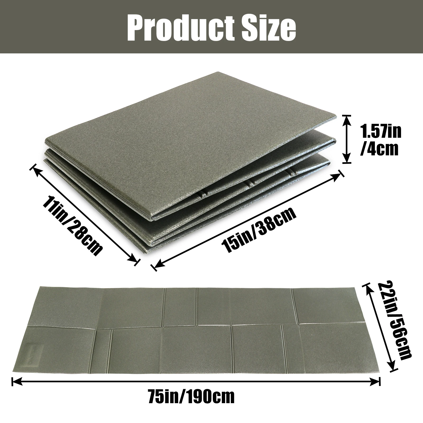 Tactical Foldable Sleeping Mat Waterproof Folding Flat Thick Mechanic Pad Kneeling Mat for Garage Picnicking Camping Outdoors