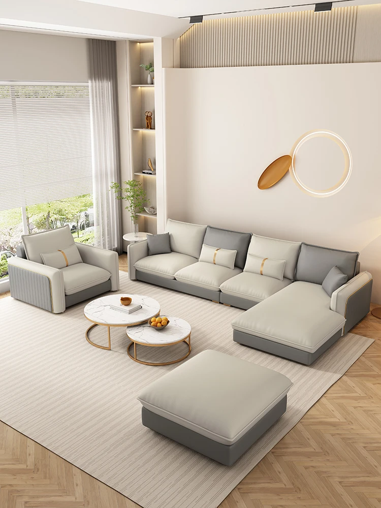 Modern simple cream wind waterproof, wear-resistant and anti-leather sofa combination of small household sponge latex