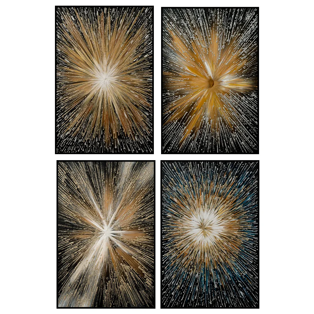 Nordic Luxury Wall Art 3d Three-dimensional Fireworks Bloom Light HD Canvas Poster Prints Home Bedroom Living Room Decoration