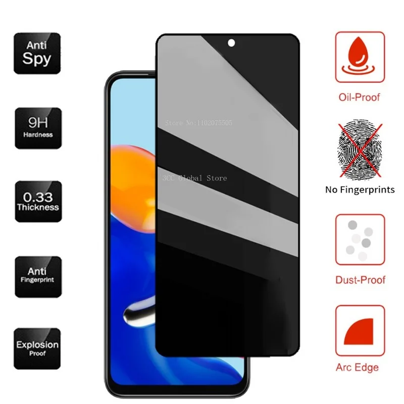 3Pcs Anti Spy Tempered Glass For Xiaomi Redmi Note 11 10 Pro Privacy Screen Protector Redmi Note11 Pro Plus Redmi Note 10 Glass