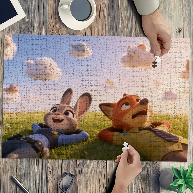 1000 elementów Puzzle z plakatem Disney Zootopia Judy Hopps i Nick Wilde |   Wysoki poziom trudności, dekoracja wnętrz, odpowiedni do klasy, kuchni