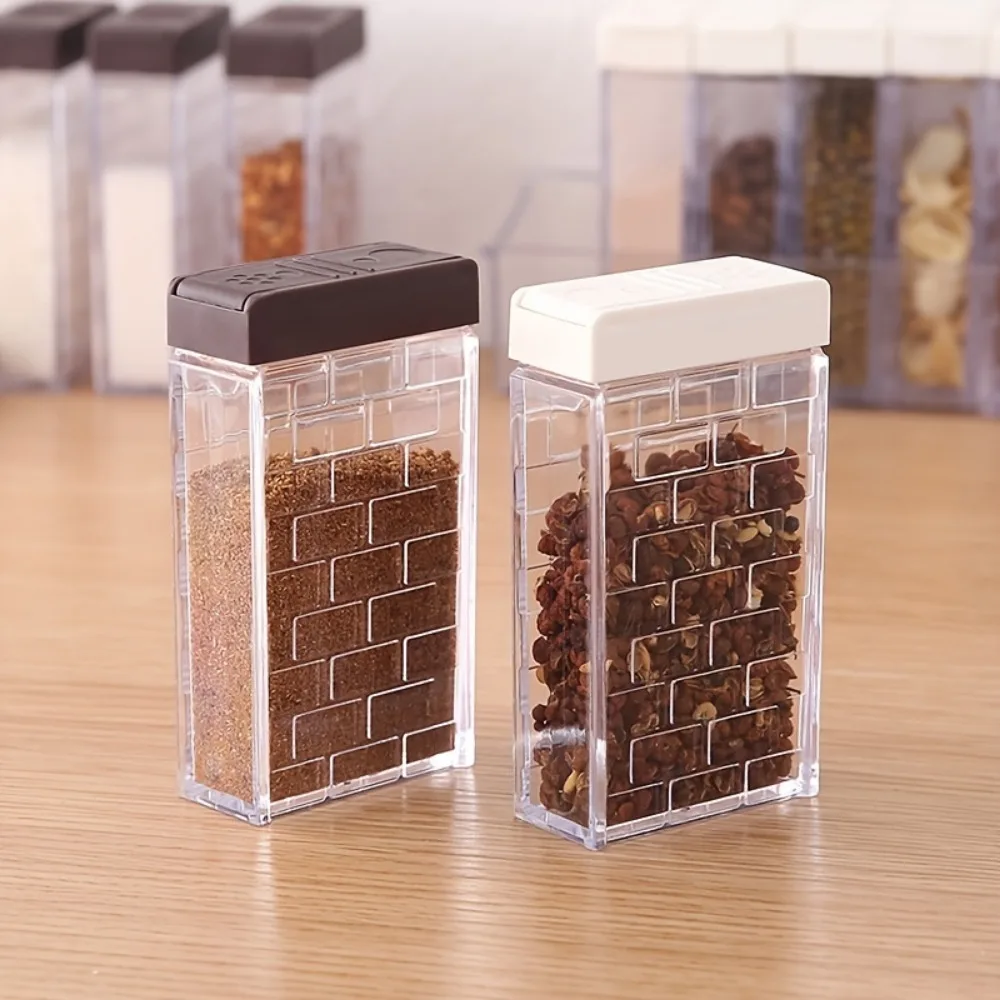 Transparent Spice Seasoning Storage Box 6pcs/Set Kitchen Supplies Salt Pepper Seasoning Bottle Multi-purpose Storage Salt Shaker