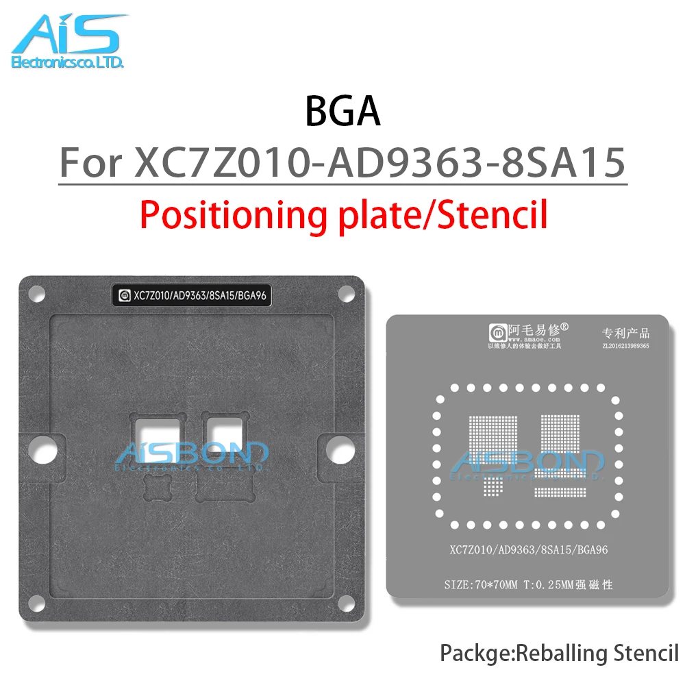 قالب استنسل Reballing BGA ، لوحة تحديد المواقع ، شبكة قصدير نباتية ، XC7Z010 ، ad9363bcz ، AD9363 ، 8SA15 ، BGA96