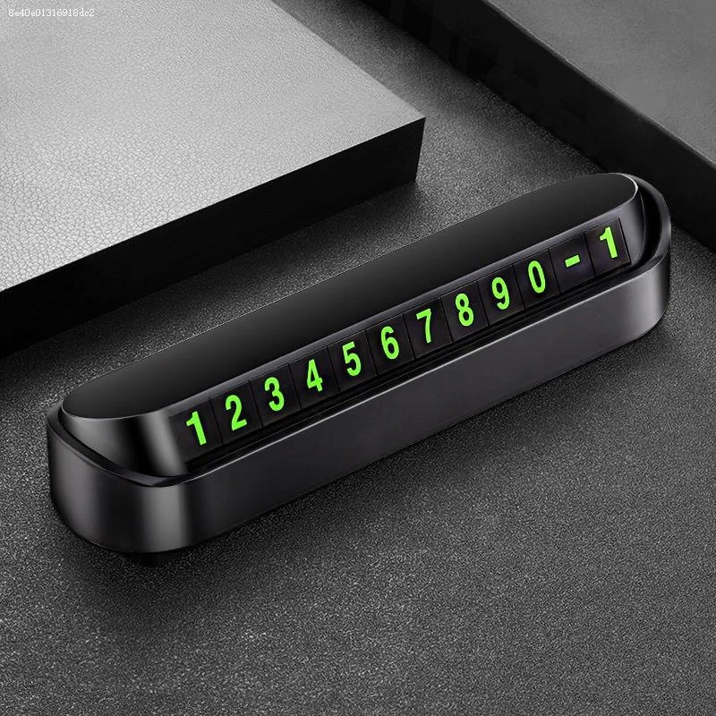 2PCS Car Temporary Parking Number Plate Luminous With 4 Sets Of Numbers Temporary Stop Sign Phone Number Plate Hidden Switch