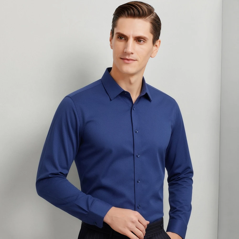 

Men's Elegant Fashion Button Up Shirts Casual Sleek Stretch Breathable Long Sleeve Dress Shirt For Formal Business Occasions