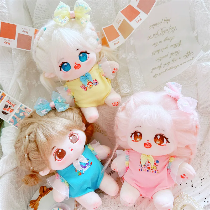 

2Pcs Kawaii Pink Swimsuit Set Doll Clothes Cute Stuffed Soft Cotton Naked No Attribute Doll for Girls Kids Fans Collection Gifts