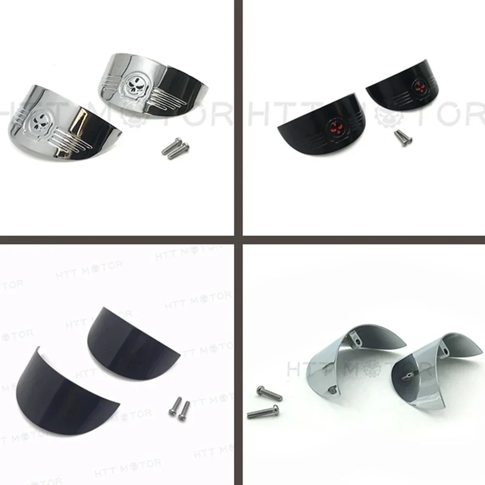 

Motorcycle Parts Skull Turn Signal Visors For Harley Davidson 86-92 FXRT/86-90 FLST/88-17 FLSTC/94-17 FLHR Black/Chrome