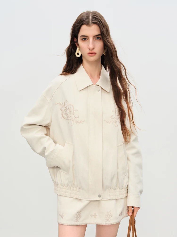 Ele bordado Jaet ort prendas de vestir exteriores Faion diseño primavera otoño nueva llegada Van Slane serie mezcla de algodón para mujer