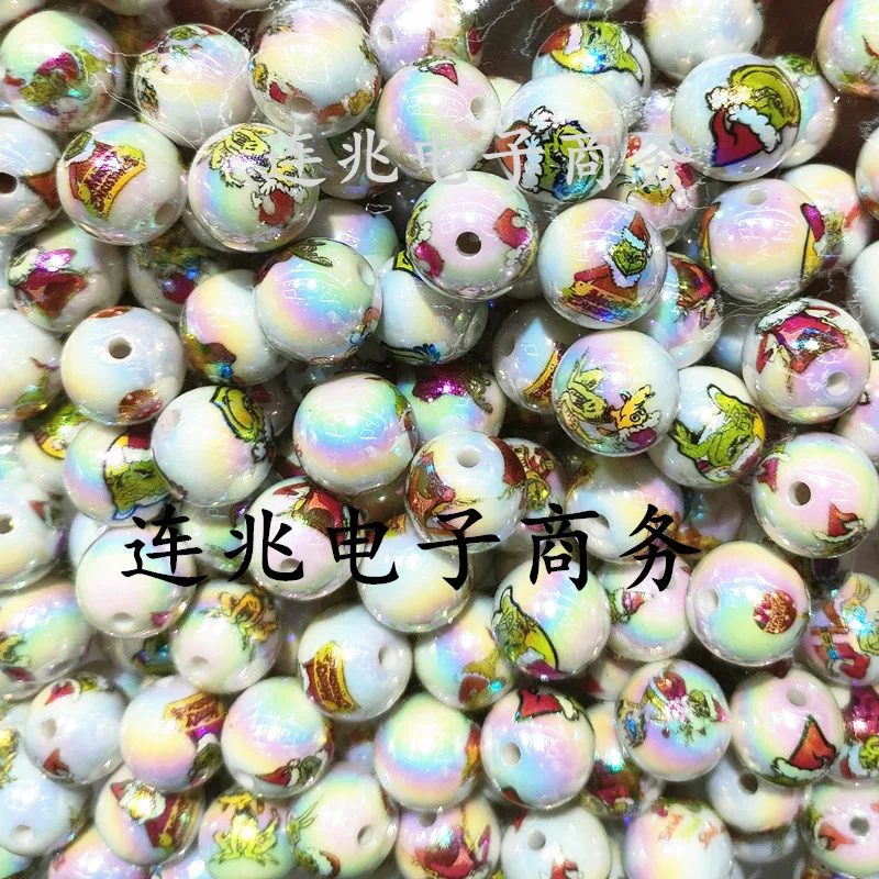 5pcs cartoon anime acrylic beads white background printed beads for diy jewelry making bracelets materials