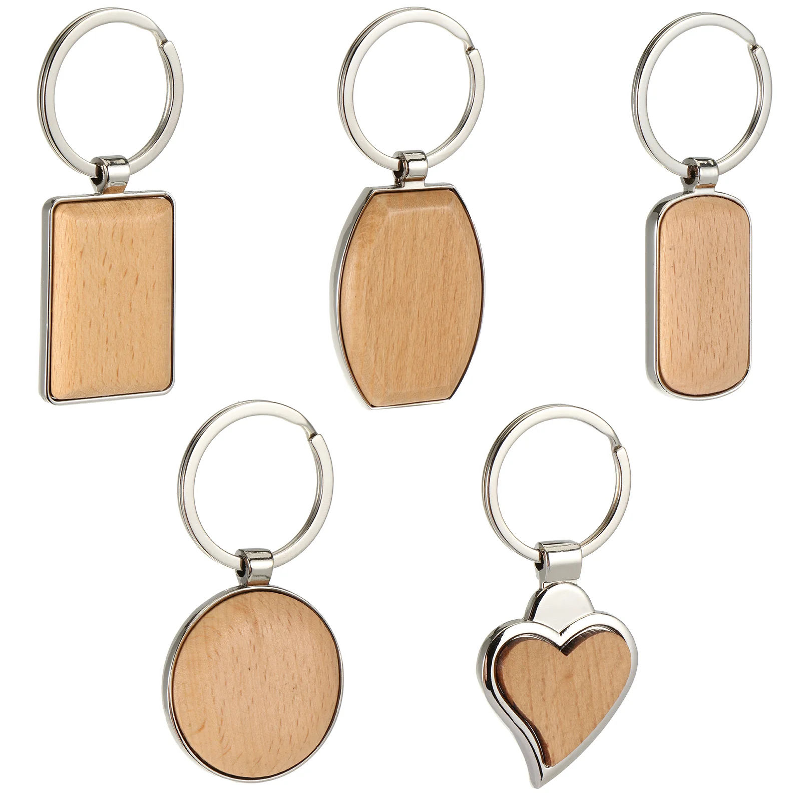 5 Pcs Wooden Keychain Bag Pendant Keychains Ring Wall-mounted Alloy Hanging Man