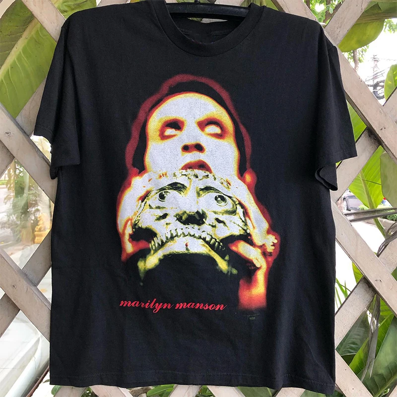Marilyn Manson Vintage Lazy Style T-Shirt Unisex Cotton Short Sleeve Print Graphic Tee Youth Fashion Summer Casual Wear