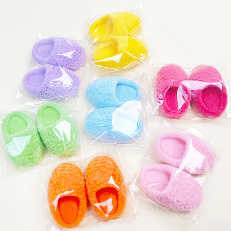 1Pair 1:12 Dollhouse Simulation Plush Slippers Dolls Miniature Shoes Model Decor Dolls Dress Up Accessories Pretend Play Toy