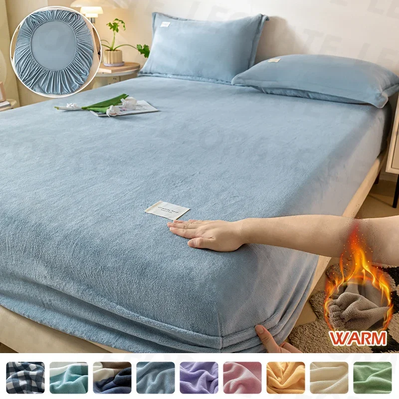 Velvet Thermal Mattress Cover, Plush Fabric Sheets For Winter, Bed Cover, Bed Sheets Set For Single Double King Queen Bed120x200