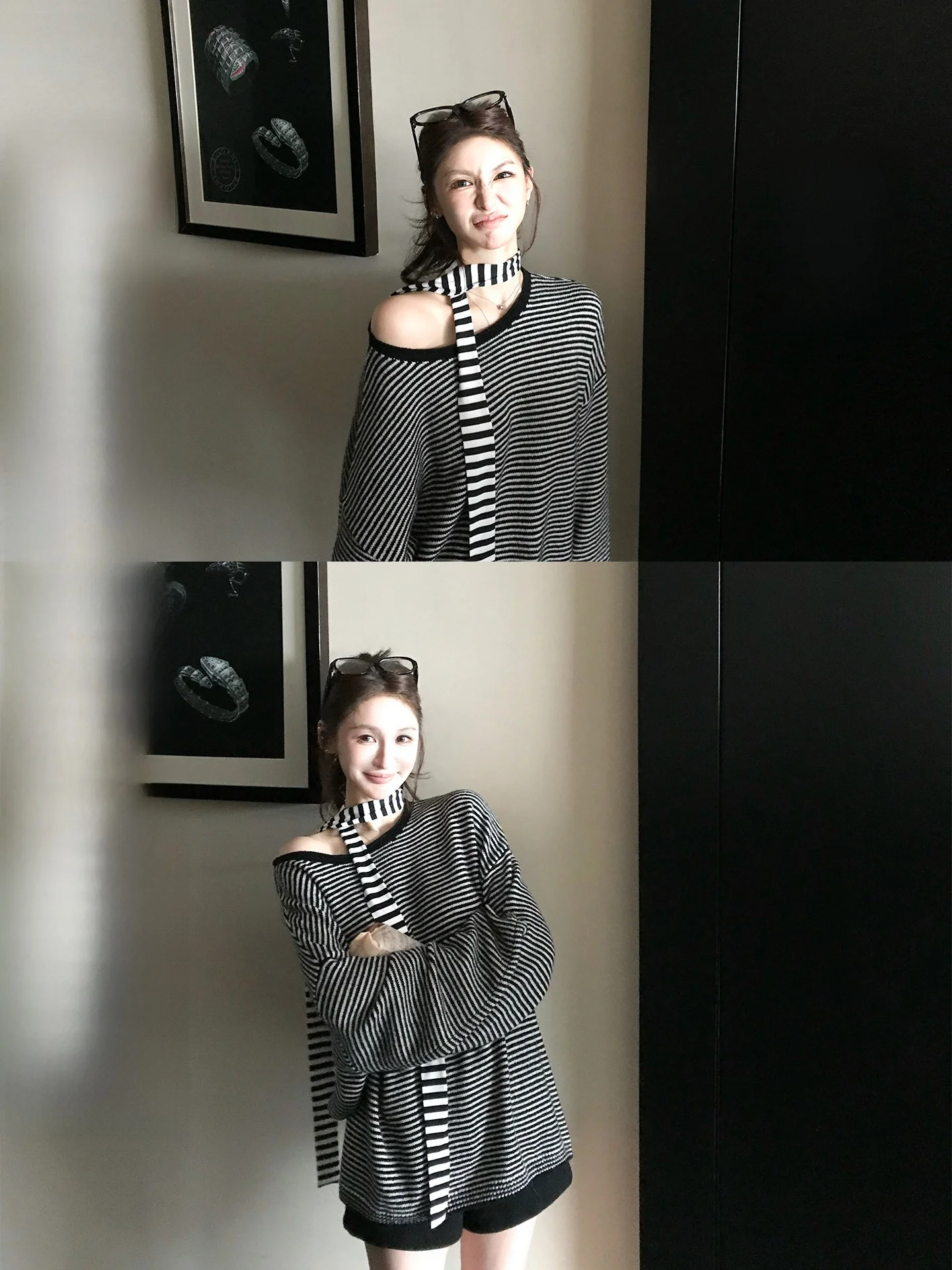 

Skk Store R0W Series Roll Camere Sweater High Quali Soft Loose Lazy Feel Wool Long Sve High Collar Striped