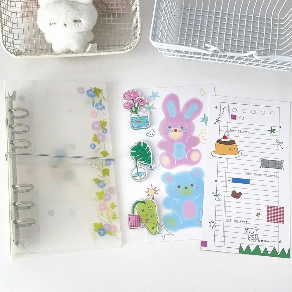 Refillable A6 Loose Leaf Notebook Wave Point Design Strap Design Scrapbook Multi-functional Transparent Planner School Office