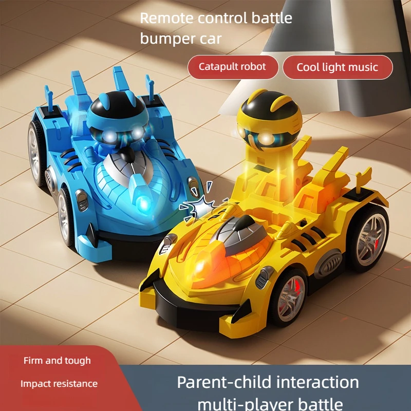 2.4G Remote Control Karting Car Toys Two-Player Battles RC Bumper Music Light Sensory Toy Crash Ejection Robot for Kids Children