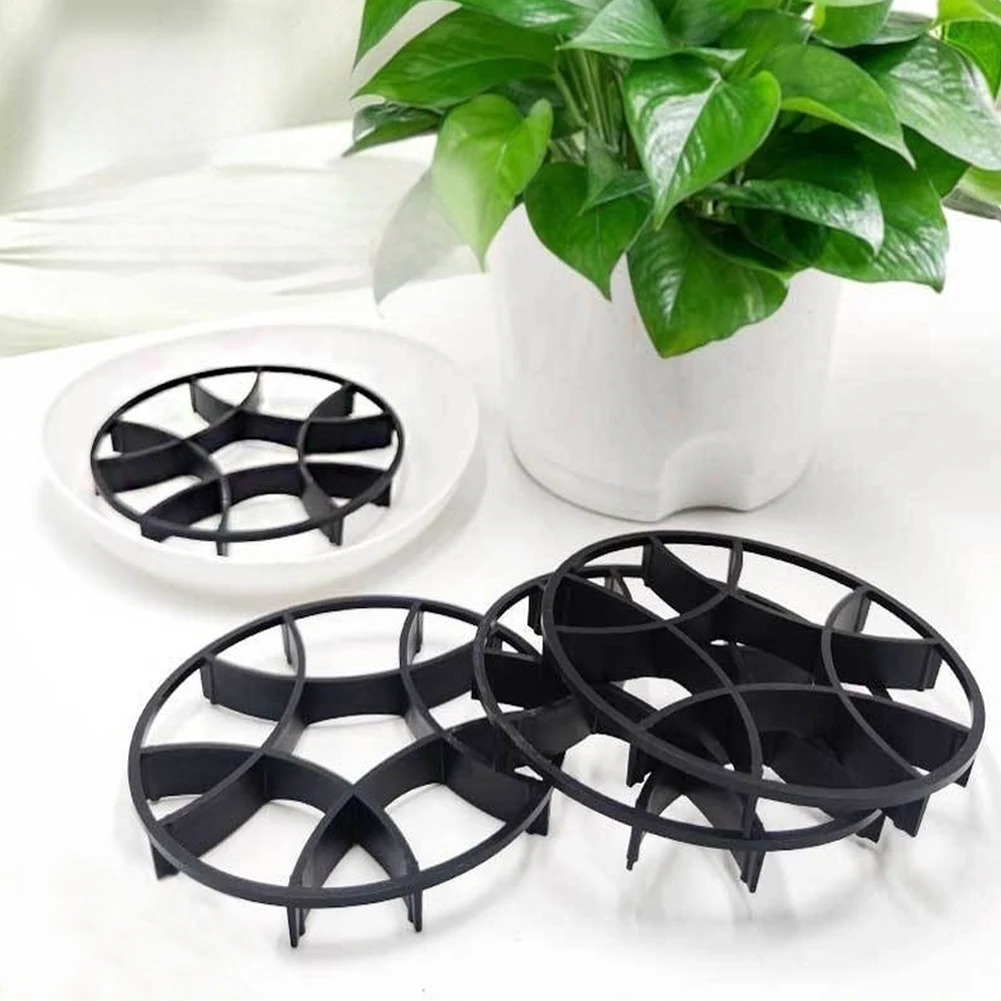 Plastic Pot Lifters Black PP Material 12cm x 15mm Plant Stand Risers for Garden Flower Pot Hole Pad Applications