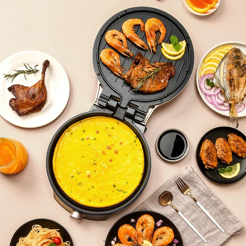 شواية فطيرة كهربائية، منزلية، تسخين على الوجهين، مقلاة فطيرة