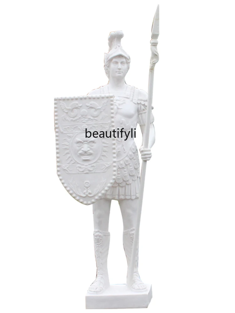 European-Style Large Welcome Roman Warrior Armor Figure Sculpture Floor Decoration Ornaments