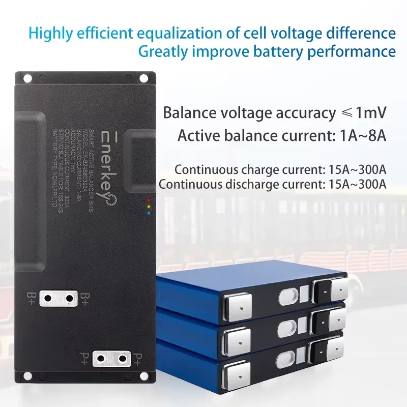 Enerkey BMS 200A 250A 300A 16S-24S Active Balance BMS Balance Current 8A Continuous Current 15A-300A Lifepo4 Li-ion LTO