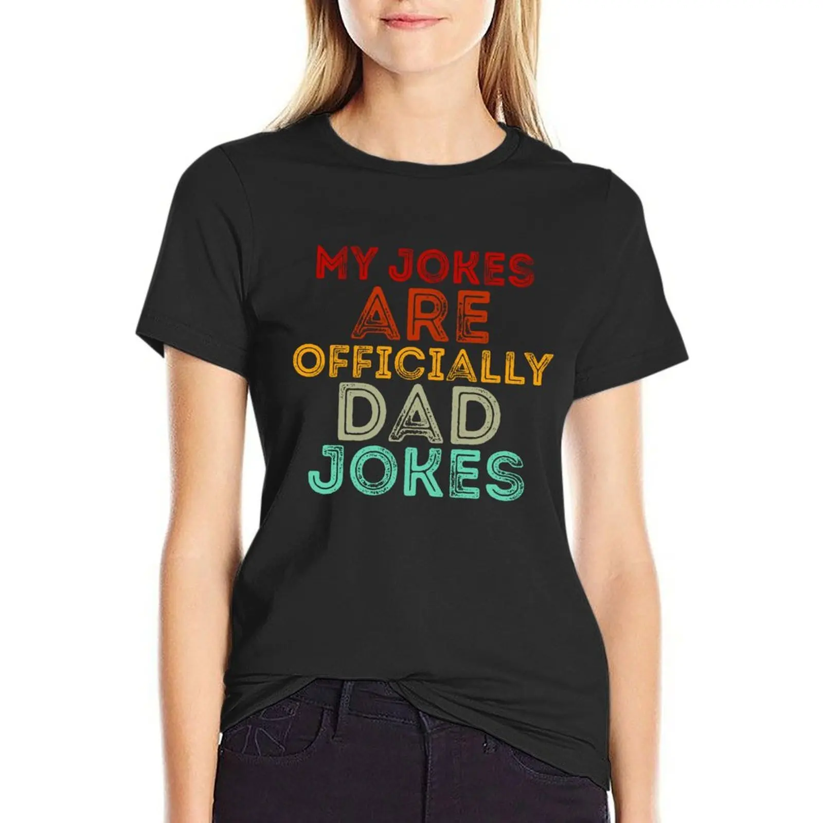 My Jokes are Officially Dad Jokes Vintage Fathers Day Best Dad T-Shirt shirts graphic tees sweat animal print T-shirt Women