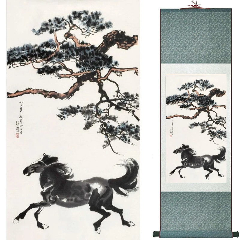 top quality Chinese Horse silk painting  Horse art painting Silk scroll art painting eight horse painting20190905056