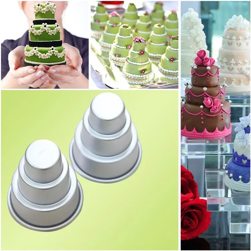 Mini 3 Tier Cake Pan Home Birthday DIY Pudding Cupcake Mould Aluminium Alloy Cookie Chocolate Baking Mold Pudding jelly mold